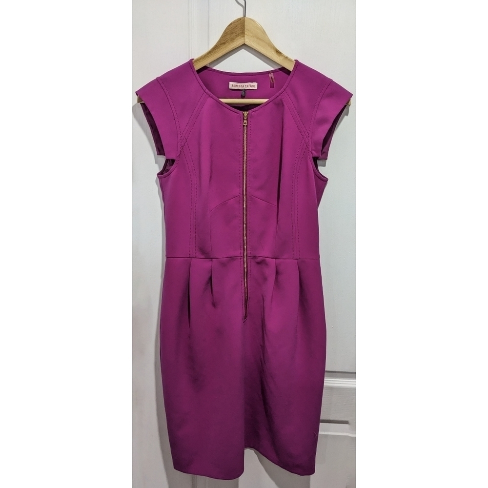 Rebecca Taylor Magenta Sheath Dress with Front Zip